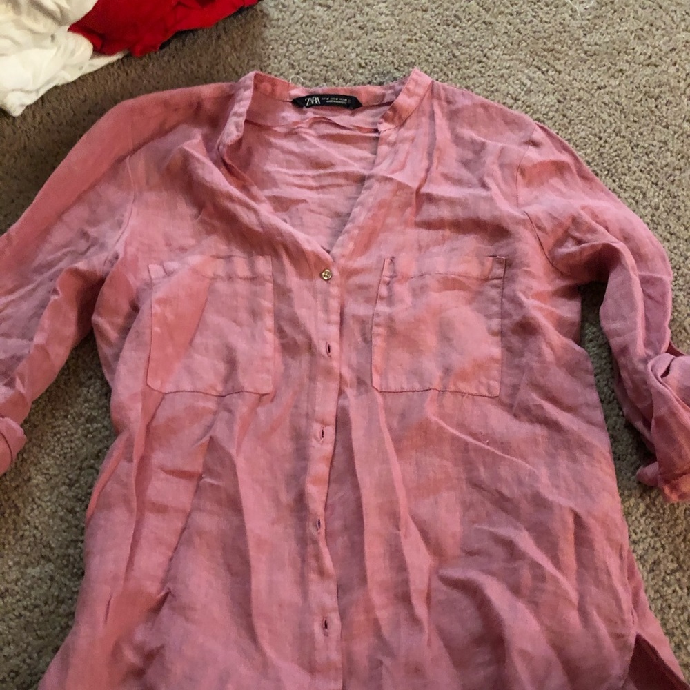 Zara pink button down
